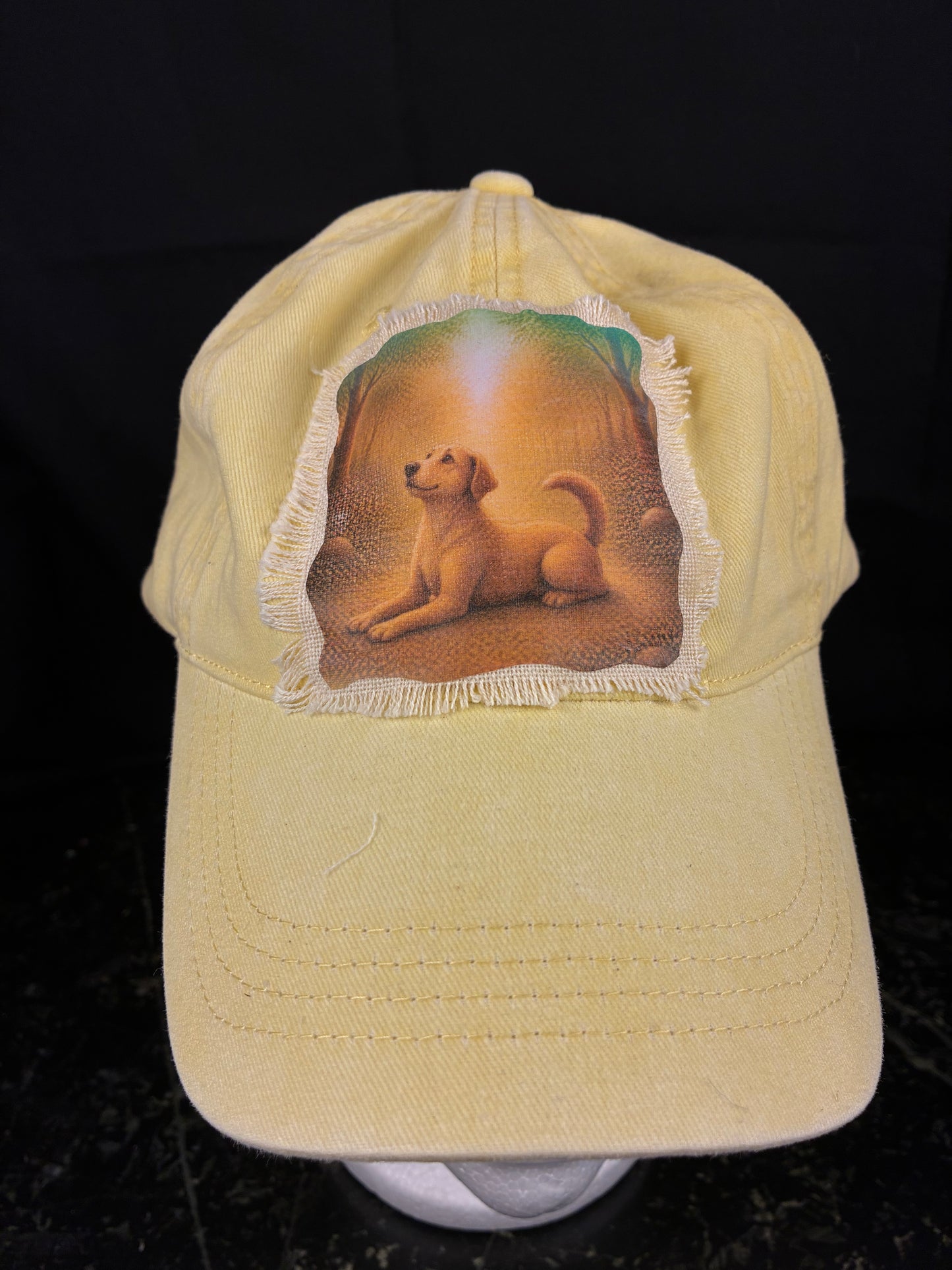 Whimsical Baseball hat. Yoga animals. Dog