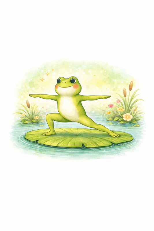 Yoga Frog - Warrior Pose (Printable download)