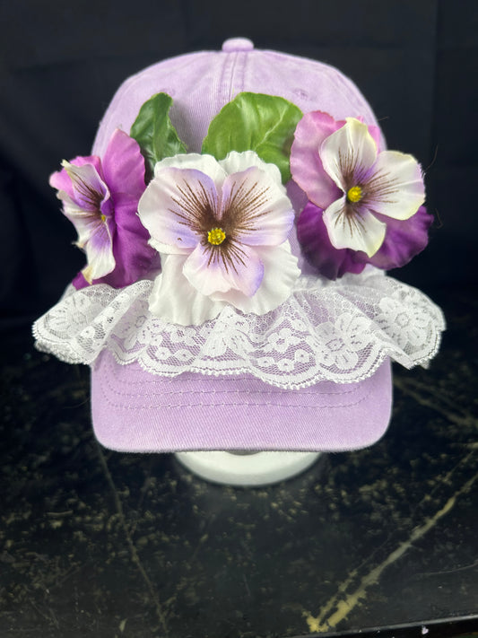 Purple & Pansy Perfection - Handmade Floral Hat