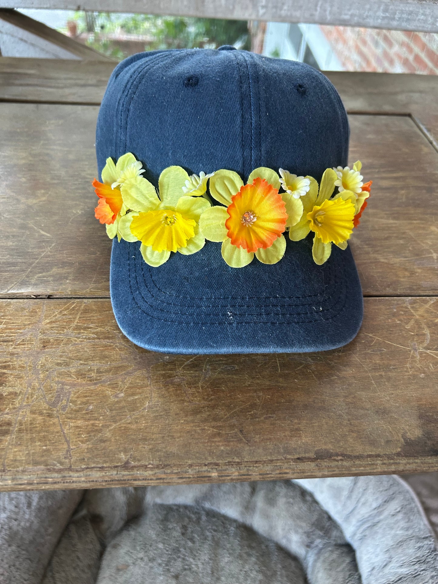 One-of-a-Kind Embellished Hat – Yellow Floral Band