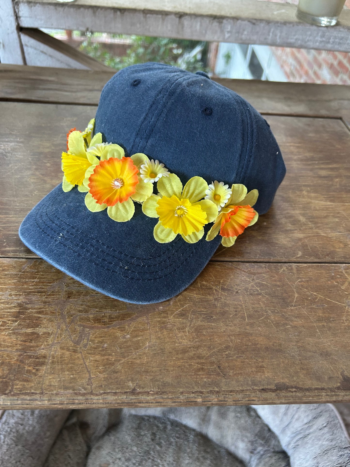 One-of-a-Kind Embellished Hat – Yellow Floral Band