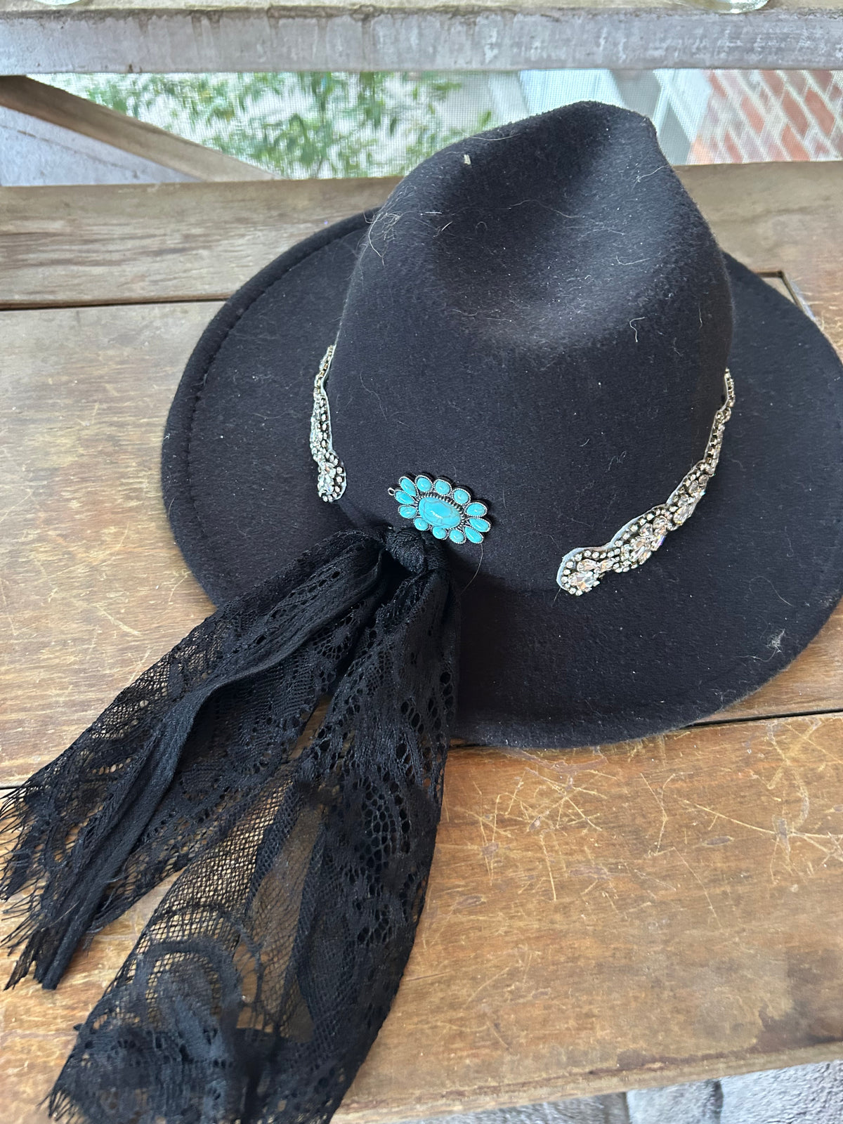 One-of-a-Kind Embellished Hat – Turquoise Statement