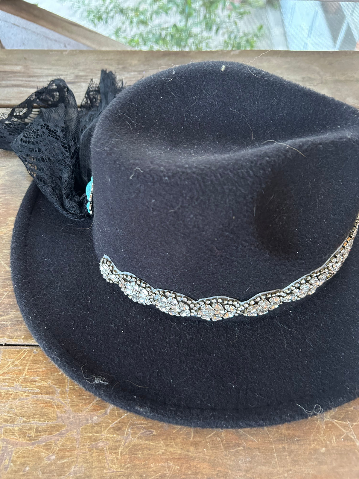 One-of-a-Kind Embellished Hat – Turquoise Statement