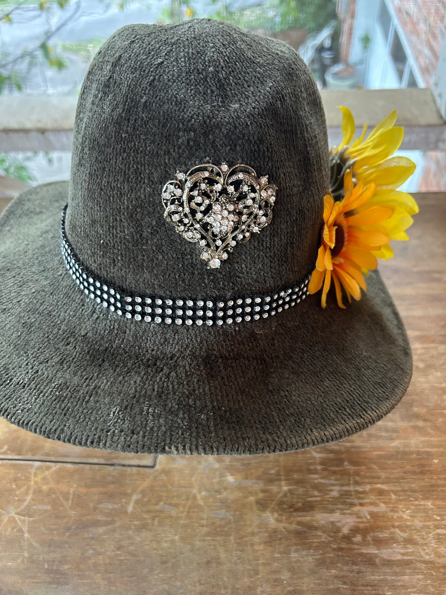One-of-a-Kind Embellished Hat – Sunflower Accent