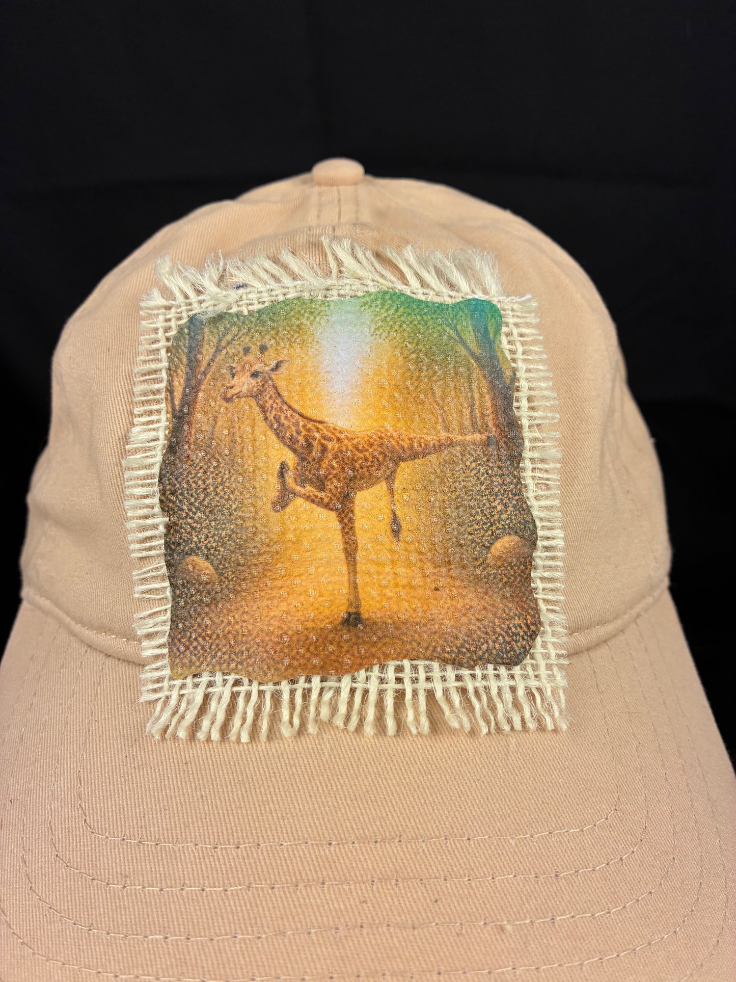 Whimsical Basball Hat. Yoga Animals. Giraffe