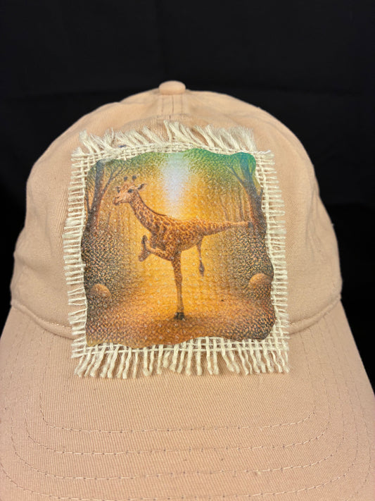 Whimsical Basball Hat. Yoga Animals. Giraffe